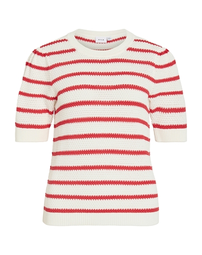 Vila - VIDalo O-Neck Stripe Strik - White Alyssum